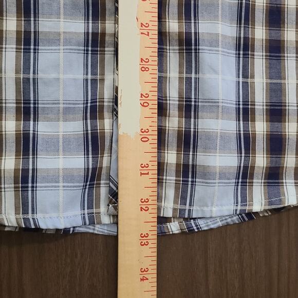 Gioberti Men's Short Sleeve Pearl Snap Shirt Blue Black Plaid XL - Picture 8 of 8